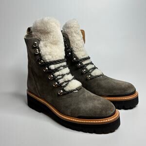 Marc Fisher LTD Izzie Genuine Shearling Lug Sole Boot in Medium Grey Suede